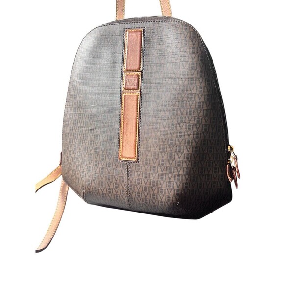 Victor Hugo Womens Backpack Brown Medium Brown Casual Travel Monogram Logo Chic - Picture 2 of 8